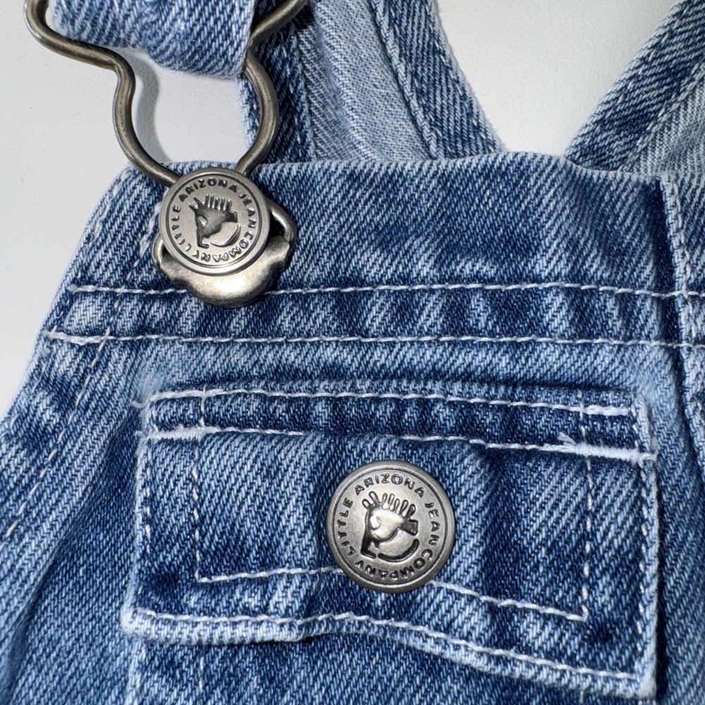Vintage Denim Arizona Jumper 12 Mo Teddy Bear Buckle Light Blue Baby Toddler - Picture 3 of 8